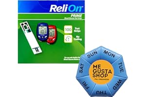 ME GUSTA SHOP ReliOn Prime Blood Glucose Test Strips, 100 Ct Includes Pill Organizer
