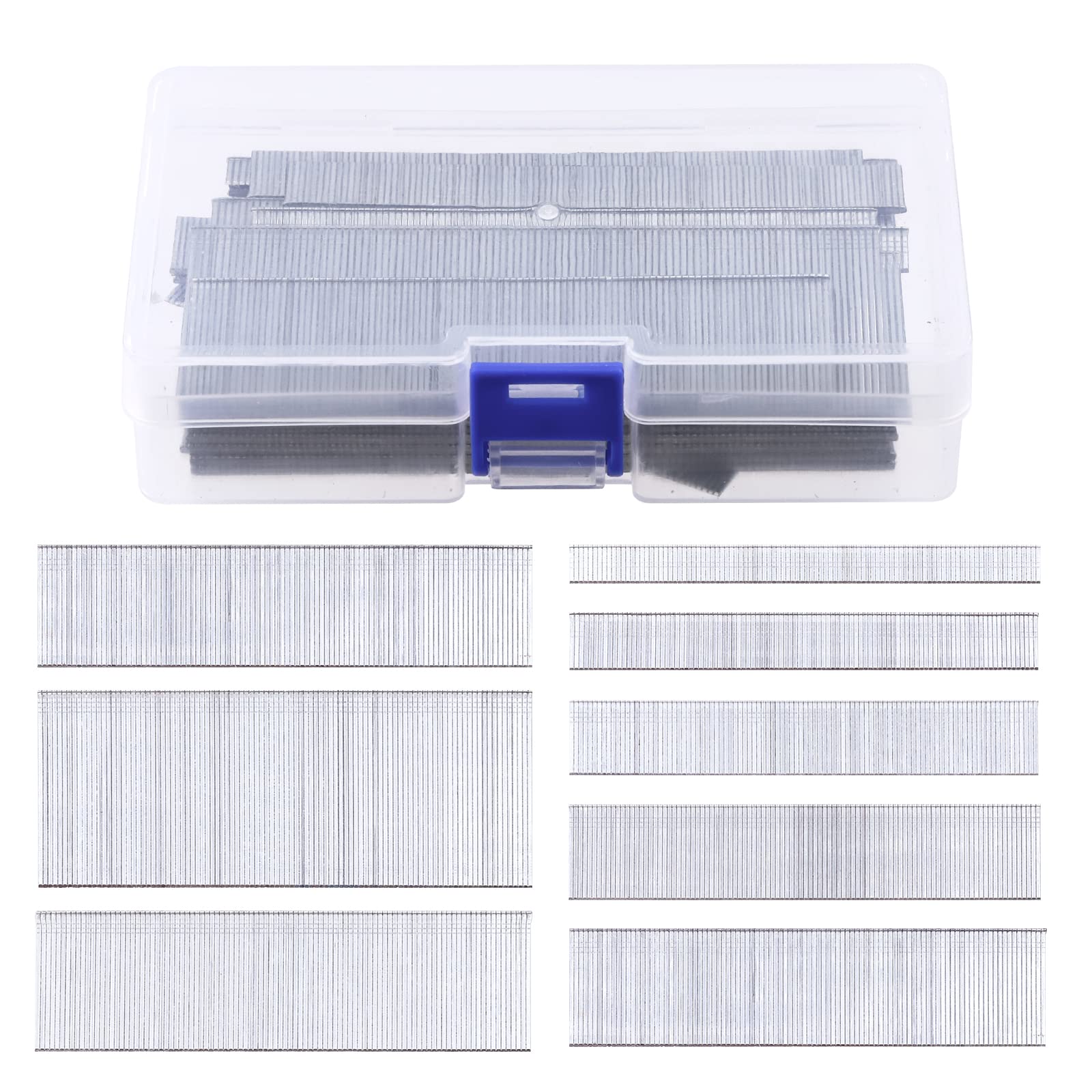 Keadic 4000Pcs 8 Sizes 18 Gauge Brad Nail Assortment Kit, 3/8" to 2" Galvanized Steel Straight Finish Nails Gun Electric Finishing Pin Brads for Moldings Cabinets Installation