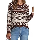 Dokotoo Women's Long Sleeve Crewneck Sweater 2026 Pullover Knit Tops Cozy Sweaters for Women Fall Clothes