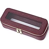 Pinkmik Makeup Brush Case Clear Travel Cosmetic & Toiletry Bag Small Makeup Bag with Zipper Purse Organizer Car Essential Bag for Women (X/Burgundy, SLIM)