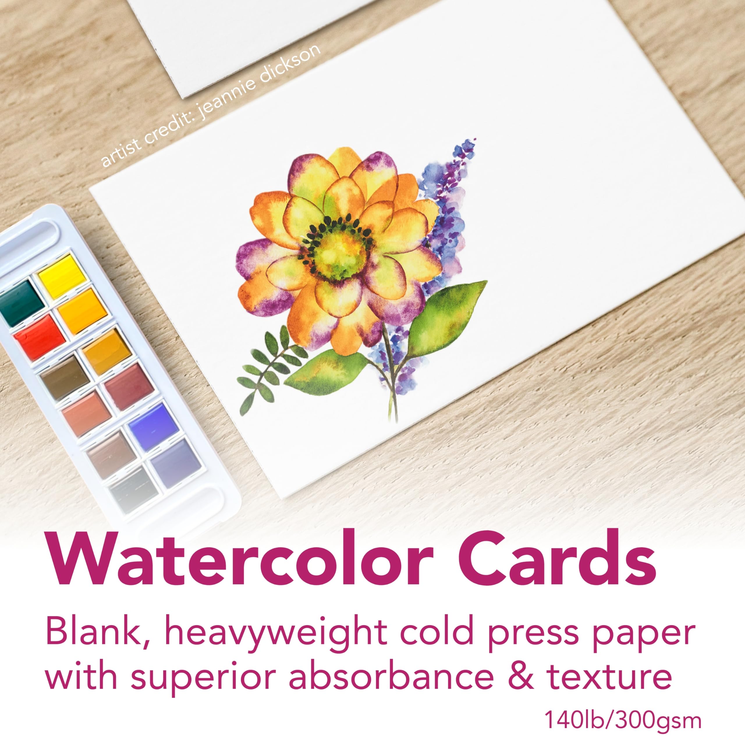 Strathmore 300 Series Watercolor Cards, Announcement Size, 3.5x4.875 inches, 6 Cards & Envelopes - Blank Greeting Cards for Weddings, Events, Birthdays, Holidays