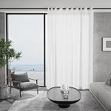PONY DANCE Extra Wide Window Net Curtain 120W x 84L Linen Look Eyelet Top view 9