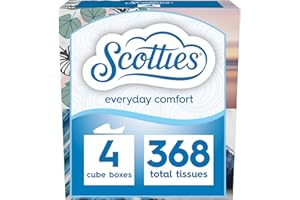 Scotties Everyday Comfort Facial Tissues, 2-Ply, 92 Tissues Per Box, (Pack of 4)