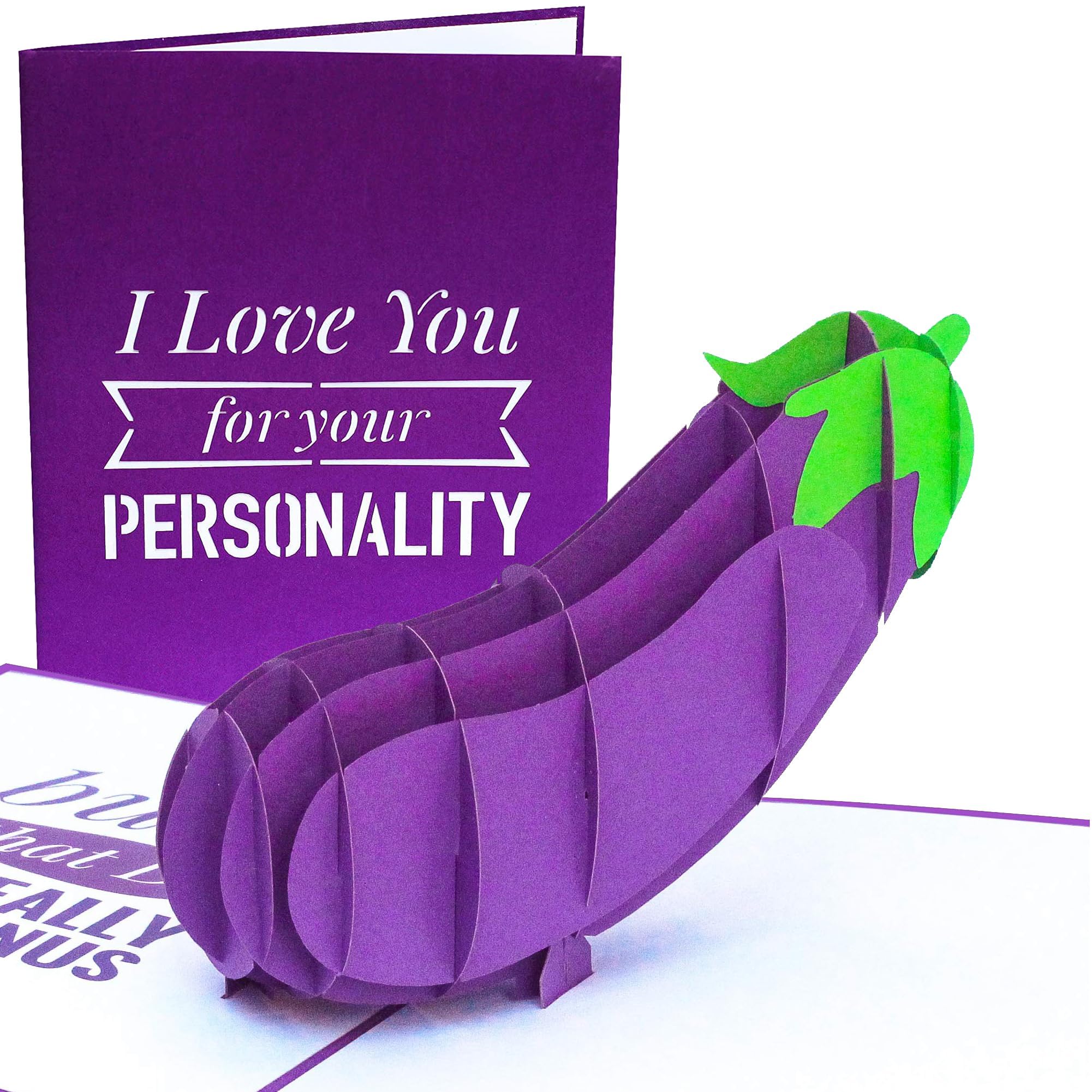 PopLife® Naughty Eggplant 3D Pop Up Card - I Love You for Your Personality, But…” Inappropriate Birthday Card, Sexy Valentine’s Day Gift, Funny Card for Husband, for Boyfriend, Fiance