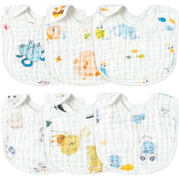 6Pcs Snap Muslin Cotton Baby Bibs Owl Fox Leaf Bear Bib With 6 Absorbent & Soft Layers Machine Washable Adjustable Burp Cloth For Infants Girl Boy Toddlers Drooling Eating Teething 0 24 Months 6Pcs Snap Muslin Cotton Baby Bibs Owl Fox Leaf Bear Bib With 6 Absorbent & Soft Layers Machine Washable Adjustable Burp Cloth For Infants Girl Boy Toddlers Drooling Eating Teething 0 24 Months