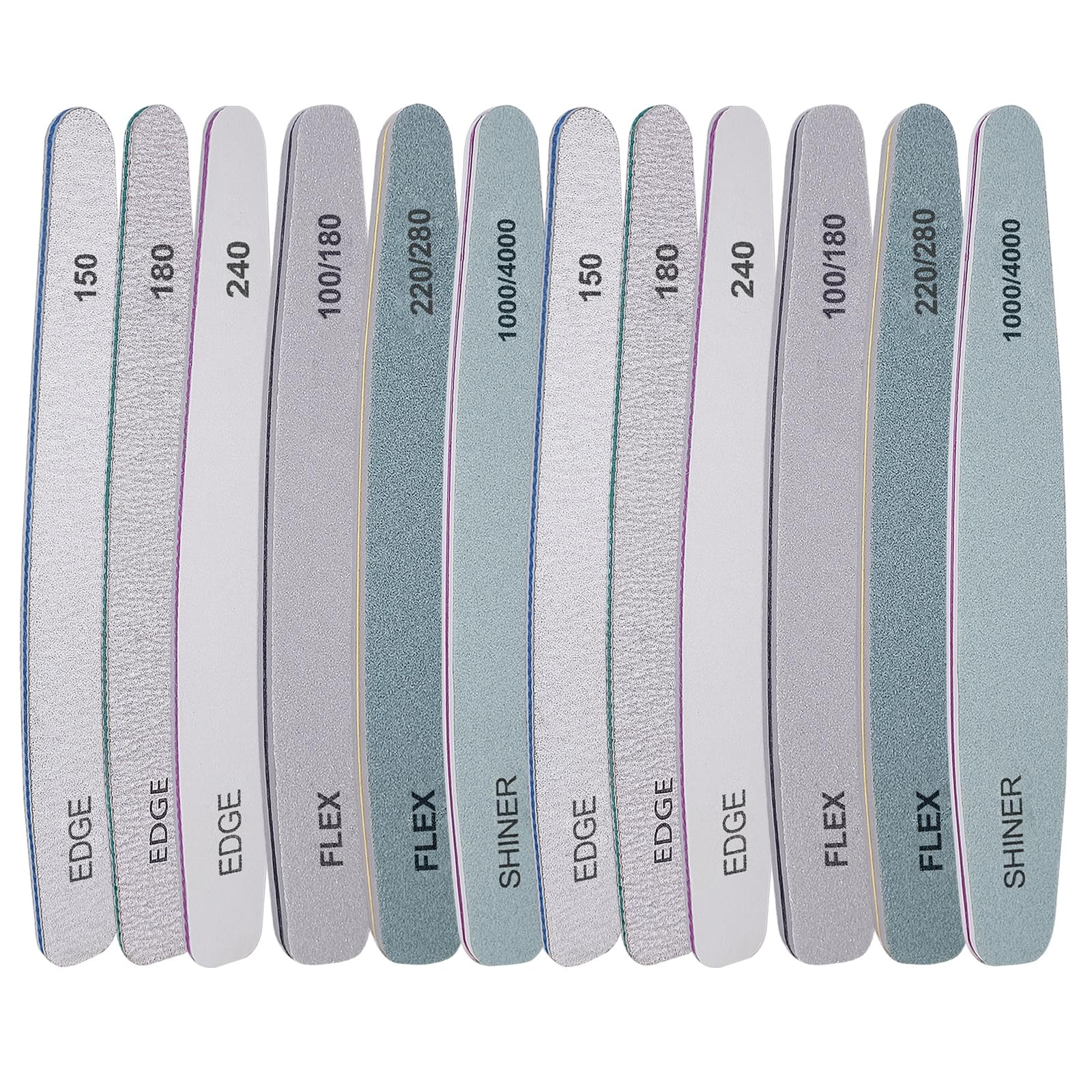 Photo 1 of Nail File and Buffer Set, 12 Pcs Professional Nail File Kit for Acrylic and Natural Nails, 100/150/180/220/240/280/1000/4000 Grit Soft Nail Filer gel nail files & buffers filing Emery Board Home Salon