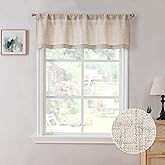 Tollpiz Linen Valance Bedroom Rod Pocket Semi Sheer Curtain Valances Burlap Light Filtering Thick Linen Valance Drape for Living Room, 54 x 16 inches Long, Natural, Set of 1 Panel