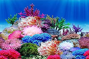 ELEBOX Aquarium Background Poster, Undersea Water Plants Sea Anemone Coral Aquarium Decor Background Double Sides Fish Tank Background Sticker Decorations 10 Gallon 20 Gallon Tank 11.8"x24.4"