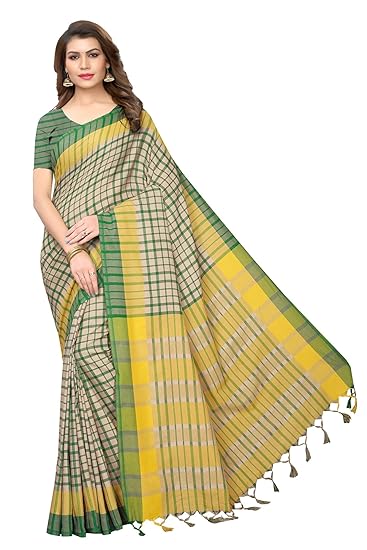 Winza Designer Womens Art Silk Saree With Blouse (TERRA CHECKS)