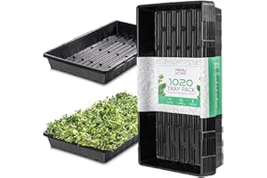 HEMLOCK HOME BREWING 1020 Seed Starting Trays, Plant Tray, Microgreens Growing Trays, Plastic Seed Trays, Reusable Seedling Tray, 5-Pack Growing Trays, Germination Tray, Planting Tray, Plant Tray For Seedlings