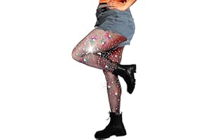 DancMolly 10X Strong Ultra Sparkly Rhinestone Fishnet Stockings, Plus Size Sparkle Tights for Women Sexy Party Concert Outfit