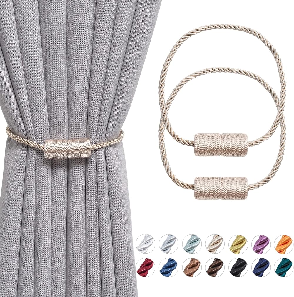 Pretty Jolly 2 Pack Magnetic Curtain Tiebacks 16 Inch Beige