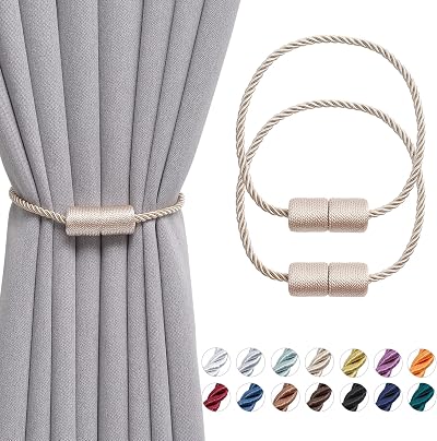 Pretty Jolly 2 Pack Magnetic Curtain Tiebacks 16 Inch Beige