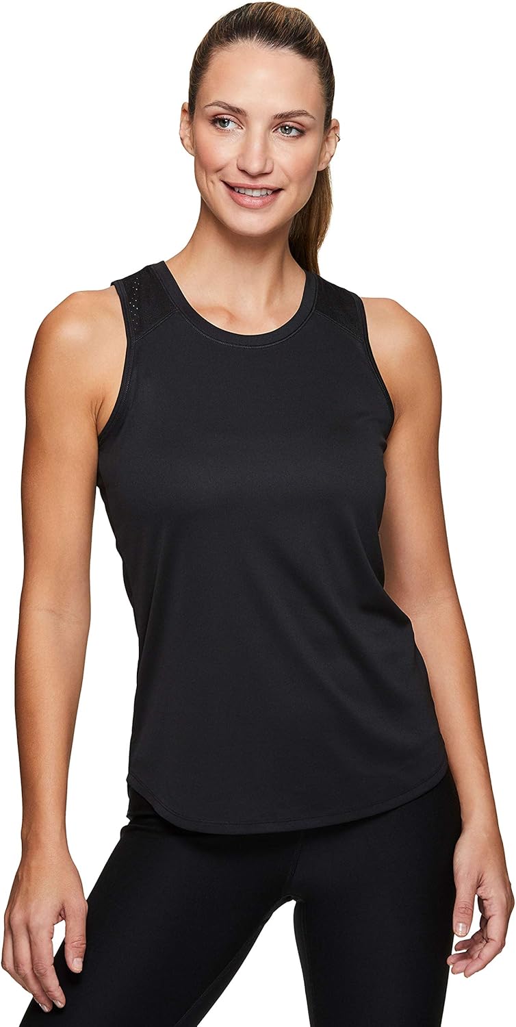 RBX Active Women's Sleeveless Athletic Performance Running Workout Yoga Tank Top with Mesh Ventilation: Clothing