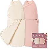 Momcozy Swaddles for Newborns, Quiet Fastener Swaddle for Infant 0-3 Months | 100% Cotton Airflow Knit, Ideal for Hot Sleepers, Reduce Startle Reflex, Baby Registry Essentials, 2-Pack, Petal Mist