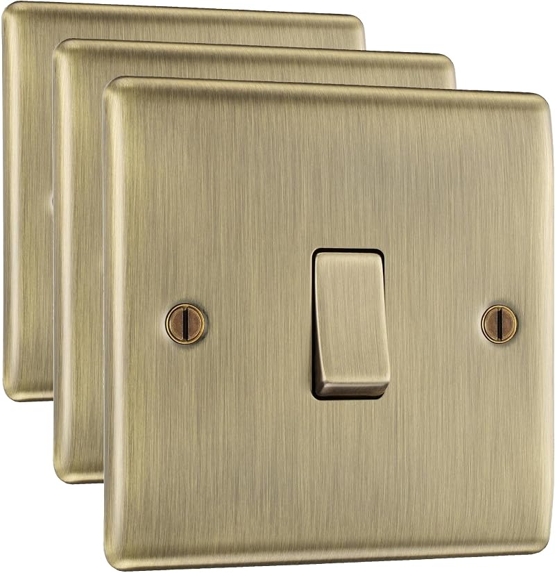 BG Electrical Single Light Switch Antique Brass Intermediate 10AX Pack of 3