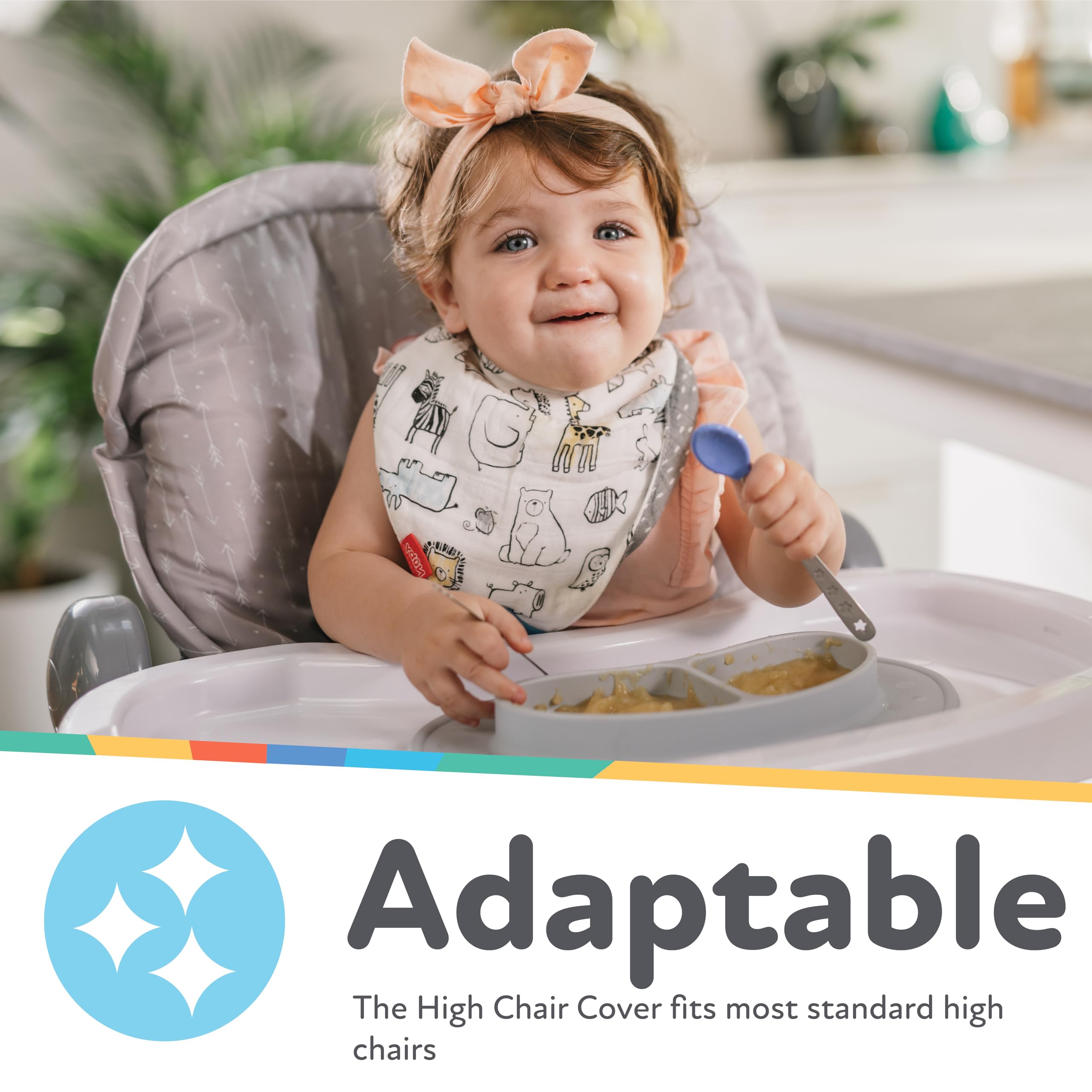 Nuby Baby High Chair Cover - Protects from Spills and Crumbs - Water Resistant for Easy Cleanup - Arrow Print