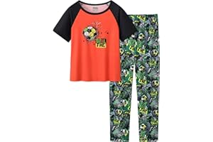 UNICABBIT21 Pajamas for Boys Cute Black Gamer Short Sleeve and Pants Sleepwear 2-pieces Big Kids Summer PJS Size 6-16