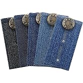 Waistband Extenders by Johnson & Smith | Button Extender for Pants | Denim Material | Pack of 5 Shades | Premium Metal Buttons | 2 Button Holes | Button Extender for Jeans