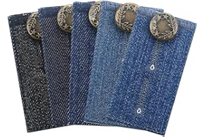 Waistband Extenders by Johnson & Smith | Button Extender for Pants | Denim Material | Pack of 5 Shades | Premium Metal Buttons | 2 Button Holes | Button Extender for Jeans