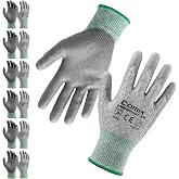 Comix A3 Cut Resistant Work Gloves for Men &amp; Women, 6 Pairs, PU Coated Grip | BLADEX A3 Cut Resistant Work Gloves, Lightweight 13-Gauge Knit with PU Grip for Gardening, Glass Handling &amp; Warehouse Work