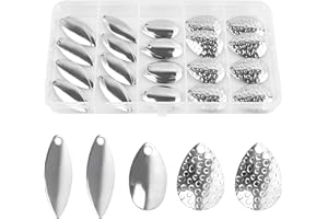 AGOOL Spinner Blades for Lure Making Kit,50pcs Colorado Willow Blades Easy Spin Spinnerbait Blades Spoons DIY Fishing Lures Accessories for Spinner Baits Walleye Rig Making