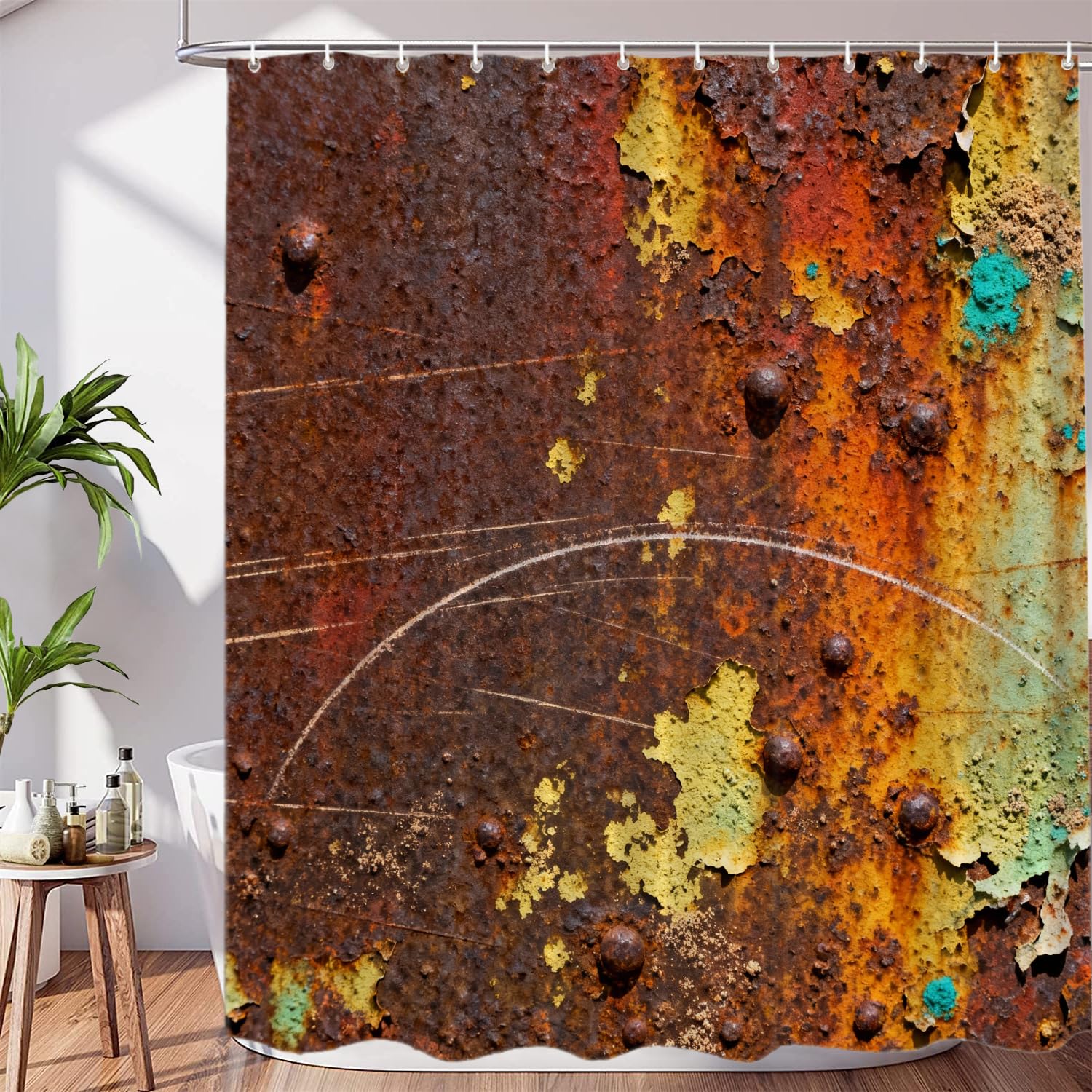 Photo 1 of BaoNews Bronze Art Texture Decor Shower Curtain Set,Texture Copper Sheet Marble Orange Polyester Shower Curtain for Shower Stall Bathroom Waterproof with 12 Hooks 72x72 Inch