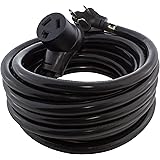 AC WORKS 30Amp 3-Prong NEMA 10-30 Dryer Extension Cord with Heavy Duty Thick Anti-Weather Cord (25FT)