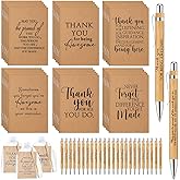 Teling 30 Sets Employee Appreciation Gifts Include Thank You Notebooks Inspirational Bamboo Wooden Ballpoint Pen with Organza Bag Notebook Journal for Staff Team Coworker Volunteer