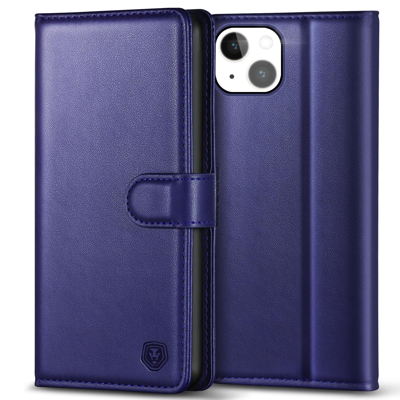 Kuafcase Compatible for iPhone 15 Plus Case with 4 Card Slots Magnetic Closure Kickstand Shockproof Protective Phone Case Compatible for iPhone 15 Plus - Blue — image 1