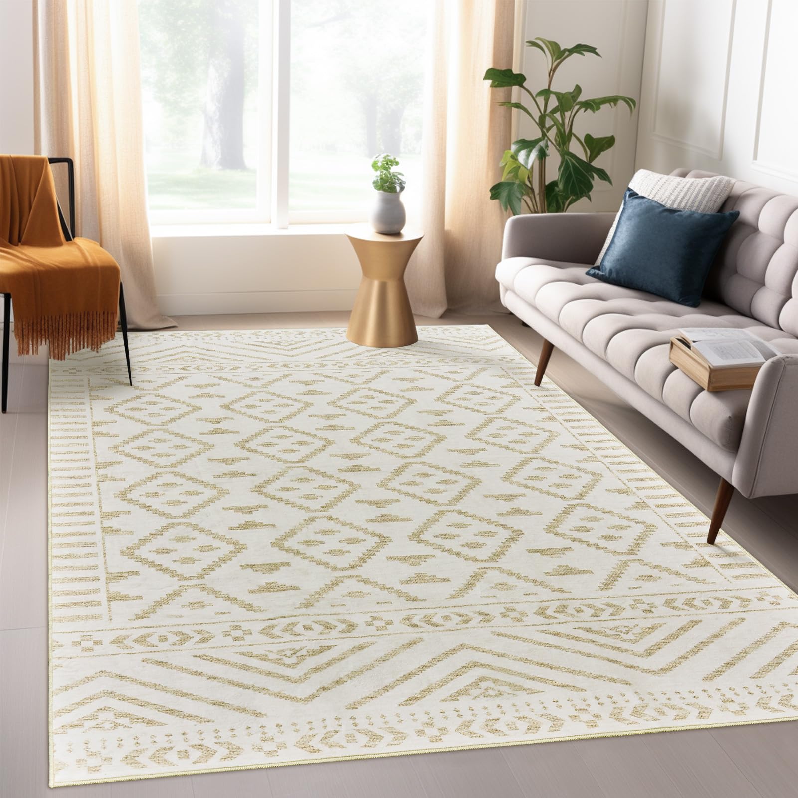 Area Tuft Rug Art&Tuft Area Rugs 5x7, Super Soft Ultra-Thin Moroccan Washable Rug ...