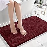 OLANLY Bathroom Rugs 24x16, Extra Soft Absorbent Chenille Bath Rugs, Rubber Backing Quick Dry, Machine Washable Bath Mats for Bathroom Floor, Tub and Shower, Home Decor Accessories, Burgundy