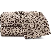 Martex Elegance 4-Piece Queen Satin Sheet Set, Leopard Print | Luxury Hotel Quality, Silky Soft Fabric for Hair and Skin, Deep Pocket Fit, Smooth Sleep Surface, Wrinkle Resistant