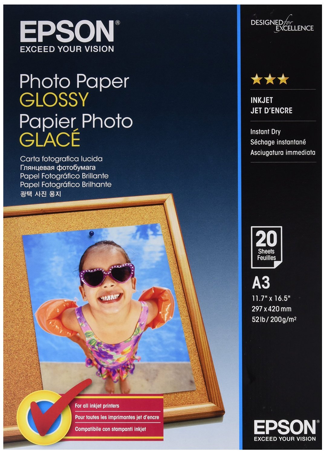 Epson A3 Glossy Photo Paper,White