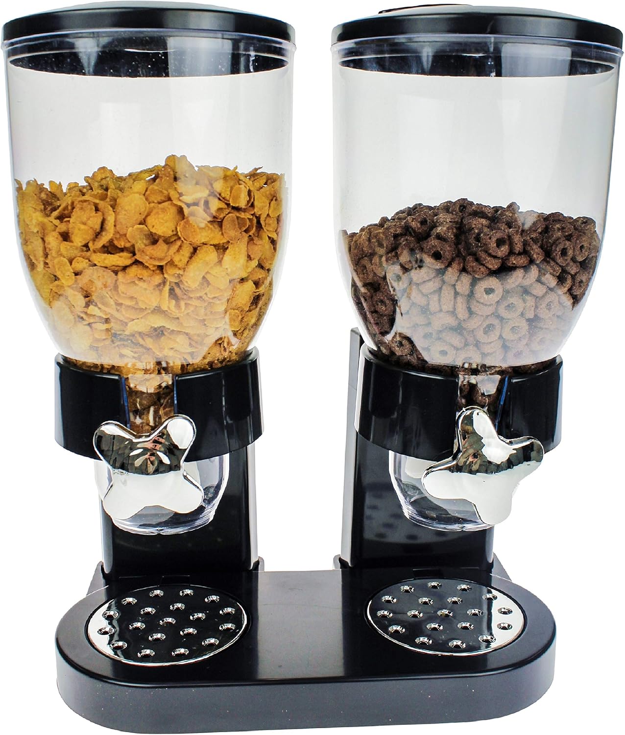 Distributeur Céréales Double OHMG 2x3,5L – Dispenser Corn Flakes Sans BPA, Noir Élégant