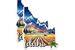 BLISS MONKEY CO. (2 Pack) Idaho State Shape Stickers - ID State Sticker - Choose from 50 States - 5 Inches On Longest Side - Premium Vinyl - for Cars, Skateboards, Laptops - Made in USA - BMCS1248