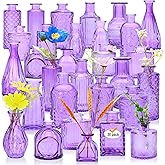 Glass Bud Vase Set of 30,Small Glass Vases for Flowers,Vintage Purple Bulk Mini Glass Vases for Table Centerpieces,Wedding,Candle Holder,Floral Arrangement