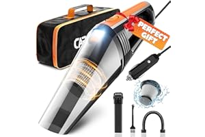 SYAYVO Portable Car Vacuum Cleaner - 8000PA/100W/DC12V Corded Vacuum Cleaner Handheld Vacuum with Attachments, LED Light Cleaning Kit 16.4 Ft Car Detailing Accessories for Women & Men