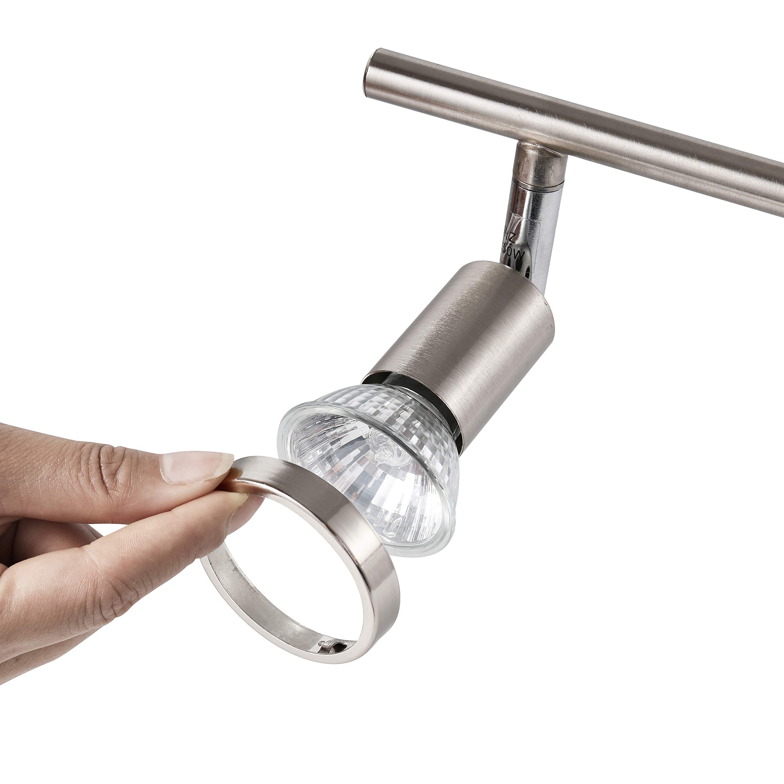 AIBOO LED Light Bulb Trims for Matte Nickel Ceiling Lights, Removable & Protective GU10 Light Bulb Trims for Ceiling Spotlight Bar White (6 Pack)