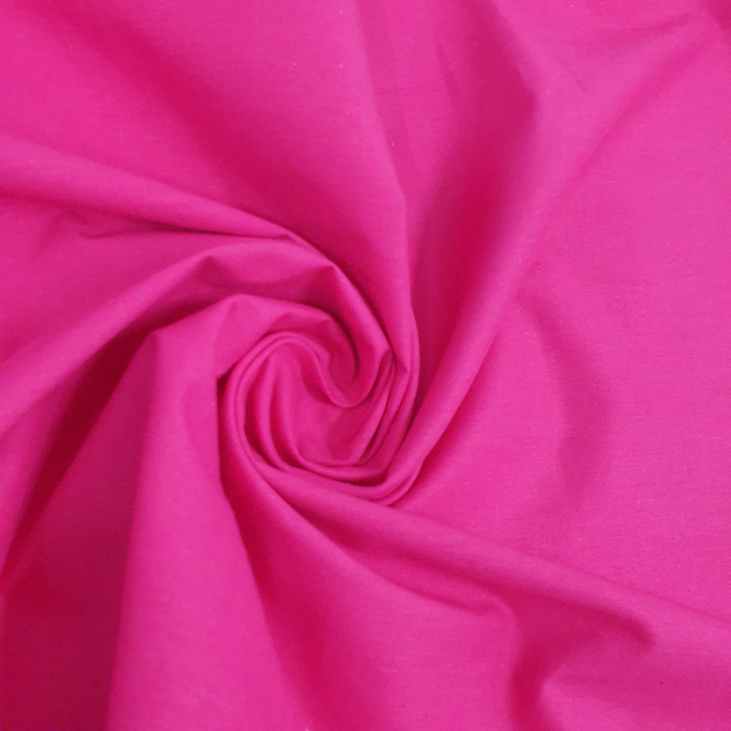 Plain 100% Cotton Egyptian Cambric Poplin Craft Soft Dress Material Fabric 44" (5 Meter, FUCHSIA)