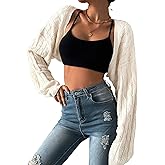 SHENHE Women's Shrug Cardigan Sweater Long Sleeve Knit Cropped Bolero Shrug Lightweight Sweater