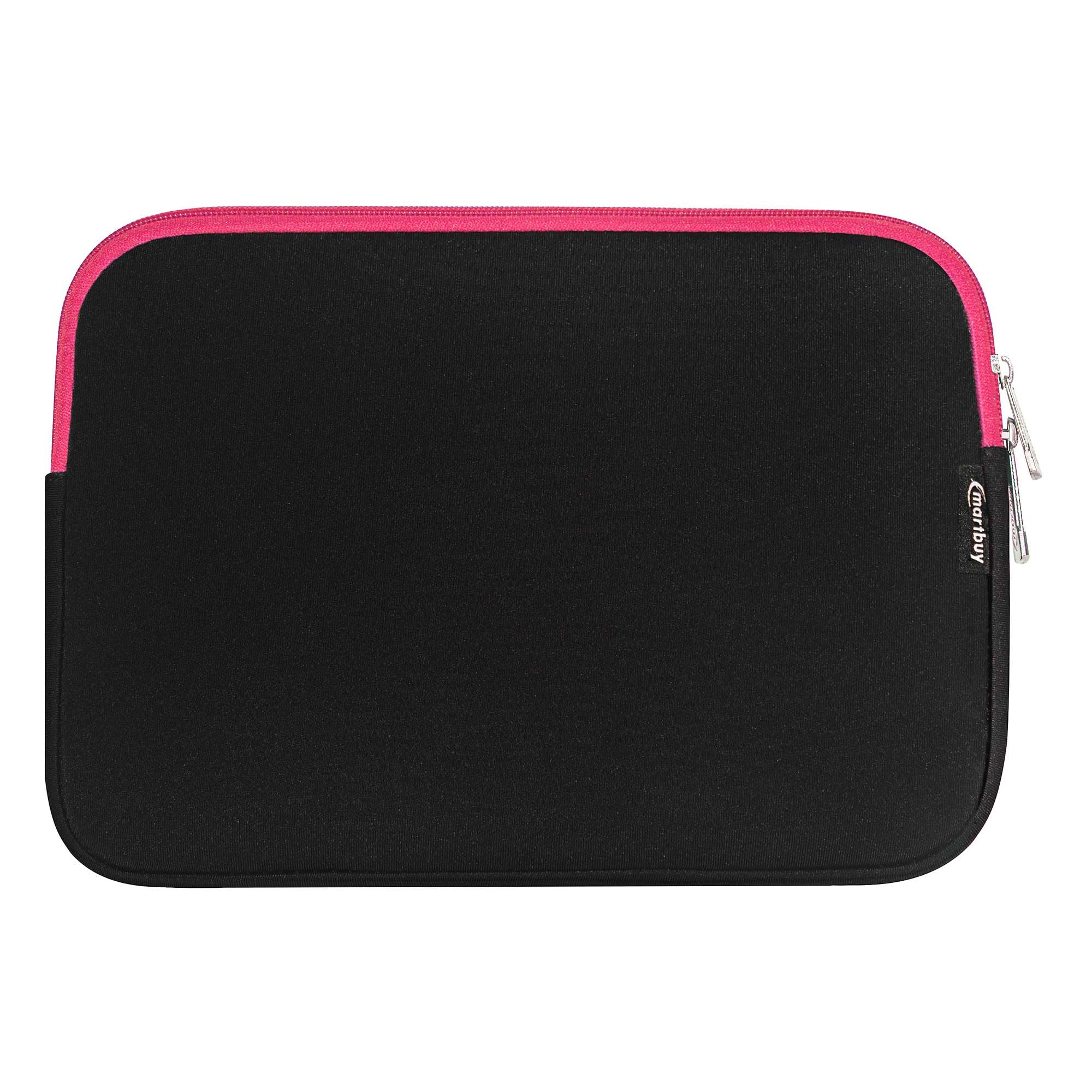 Emartbuy Midnight Black/Pink Neoprene Water Resistant Neoprene Soft Zip Case Cover Sleeve With Pink Interior and Zipper 13-15 Inch Compatible With Selected Devices Listed Below