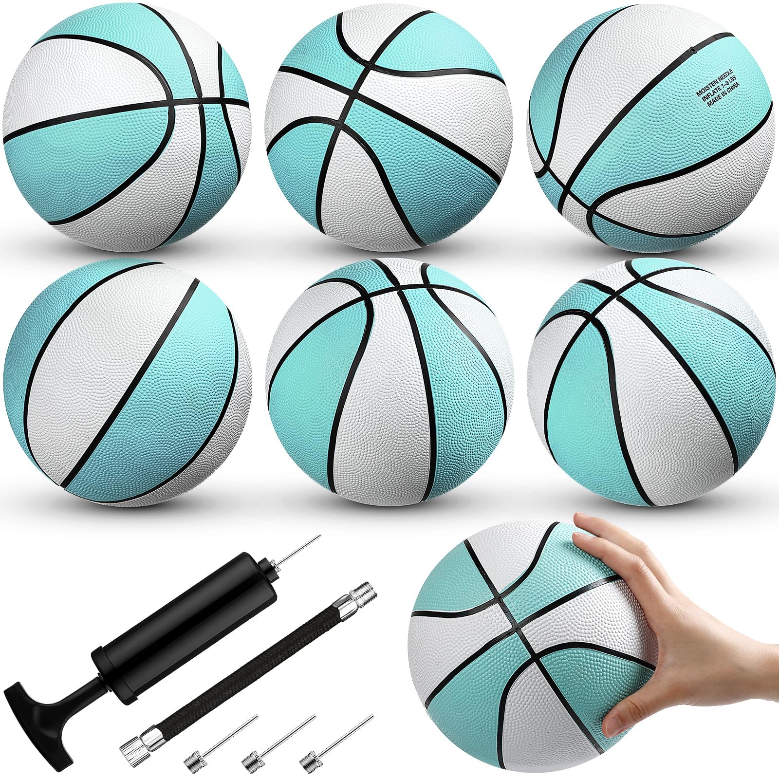 Photo 1 of Honoson 6 Pack Water Pool Basketball Swimming Pool Rubber Waterproof Basketball for Summer Lake Party Favors(7 Inch,Water Blue)