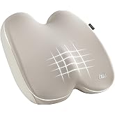 Skechers Seat Cushion, Ergonomic Memory Foam Cushion for Long Sitting Hours on Office & Home Chair, Car Seat Cushion for Sciatica, Coccyx Cushion,Beige