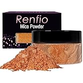 Renfio 100g Mica Powder Pigment, Metallic Natural Dye Mineral Pearl Shimmer Epoxy Resin Dye for Painting Soap Making Slime Bath Bombs 3.5 Oz - Golden Brown
