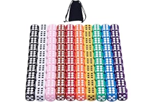 AUSTOR 100 Pieces Dices 12mm Game Dice Set 6 Sided Round Corner Dices for Tenzi, Farkle, Yahtzee, Bunco or Teaching Math