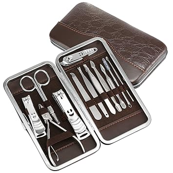 Aoyool Maniküre Set Nagelknipser Set Scheren Set, 12-Teiliges Nagelschere Pediküreset Nagelhautschieber Nagelfeilen Nagelpfle