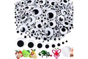 FULASITEU 2000 Pcs 6mm to 30mm Googly Eyes Self Adhesive for Crafts, 8 Sizes Black White Plastic Wiggly Google Eyes Sticker Eyes for DIY