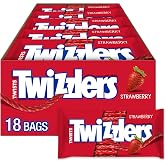 TWIZZLERS Twists Strawberry Licorice Style Candy Packs, 2.5 oz, 18 ct | Strawberry Flavored Chewy Licorice Style Twists, Low Fat and Kosher, Individually Wrapped Packs for Fundraisers and Events