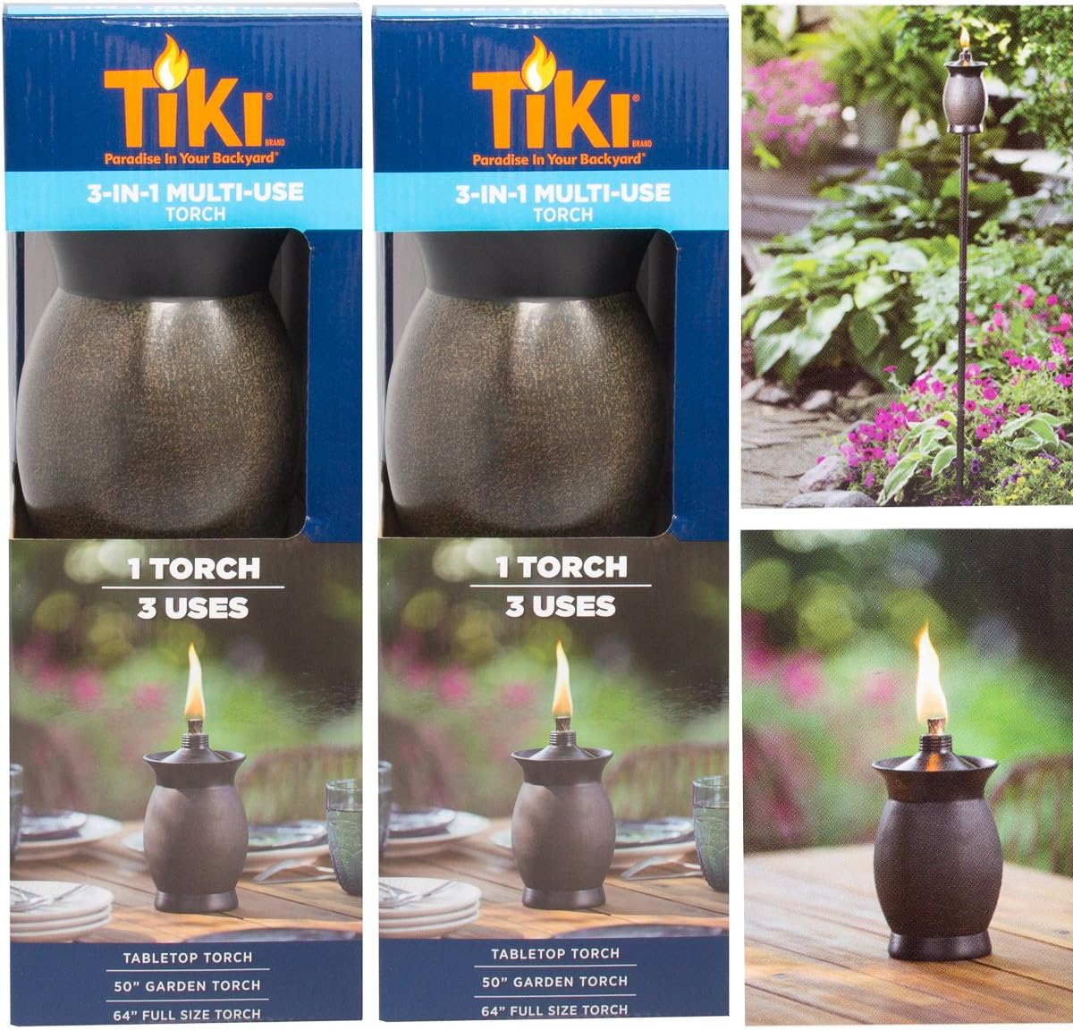 Amazon Com Tiki 3 In 1 2 Pack Torches 8 Inch Outdoor Table